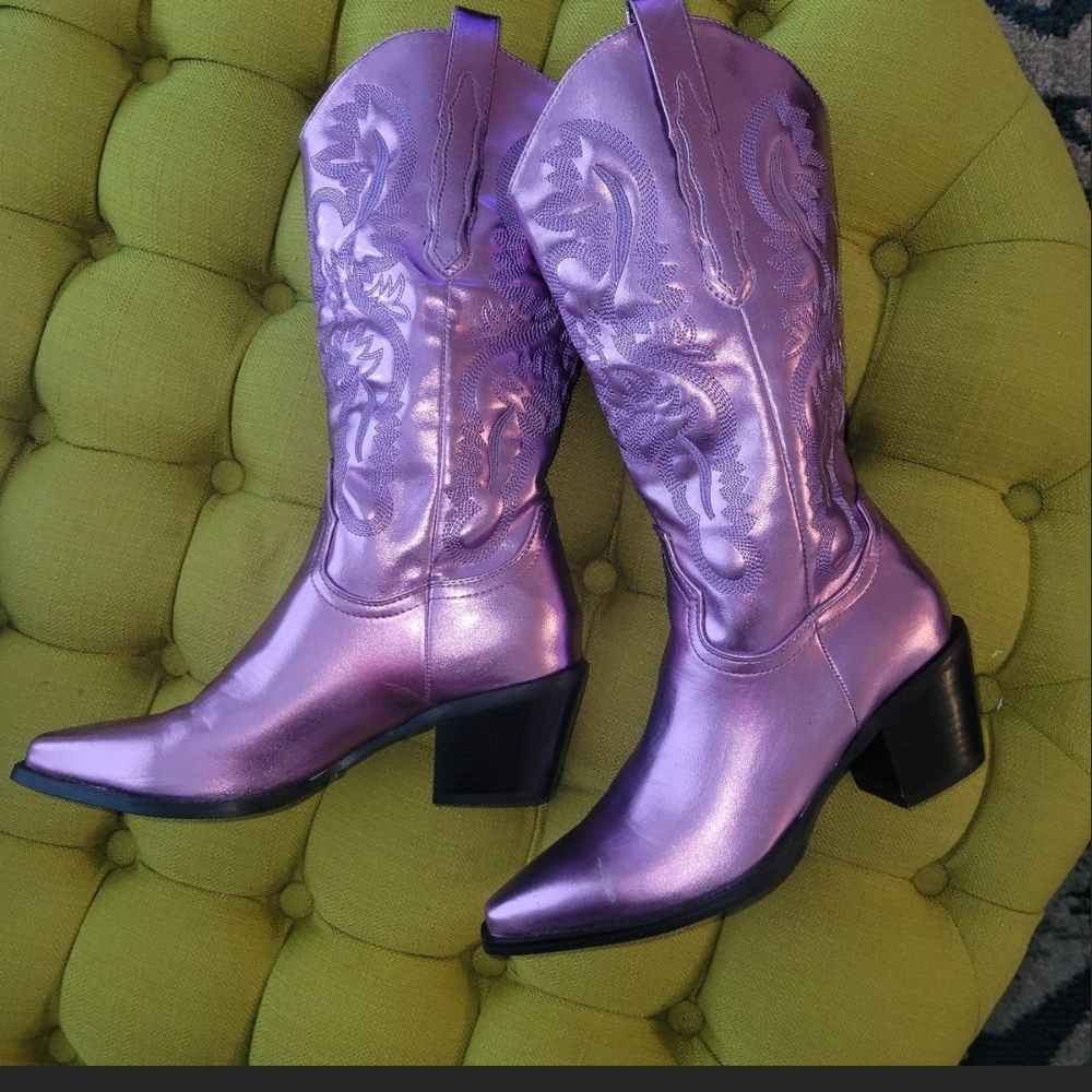 Purple Western-Style Women's Boots